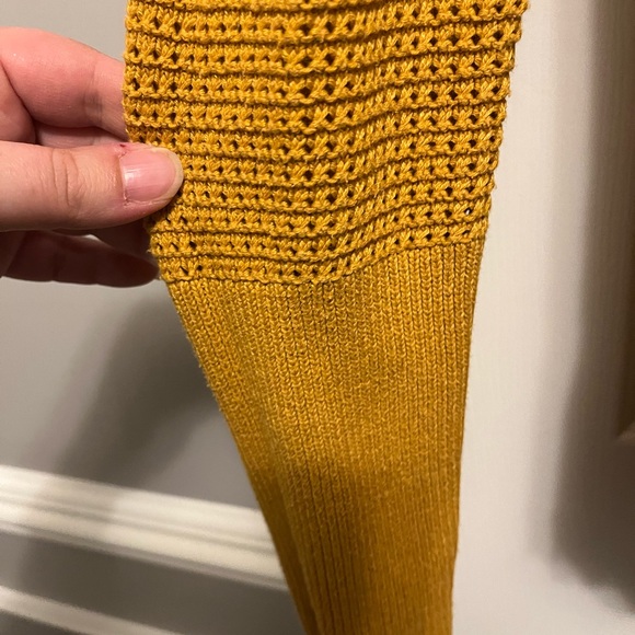 AKINI Dark Yellow Crewneck Cotton Blend Sweater With Side Zip Size M - Picture 4 of 9